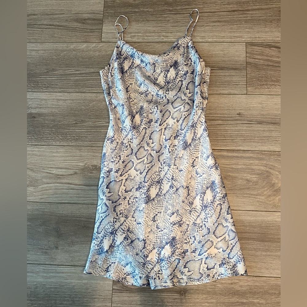 Snakeskin satin slip dress cowl neck women’s M